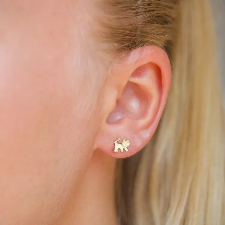 små katter örhängestift i 9 karat guld - Gold Collection