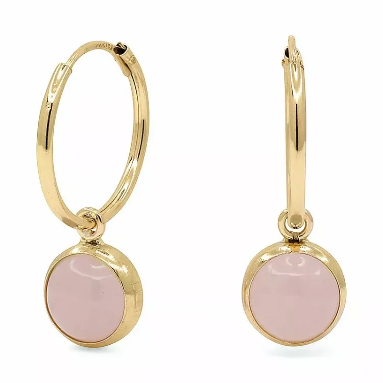 12,5 mm creol i 9 karat guld med syntetisk kvarts - Gold Collection