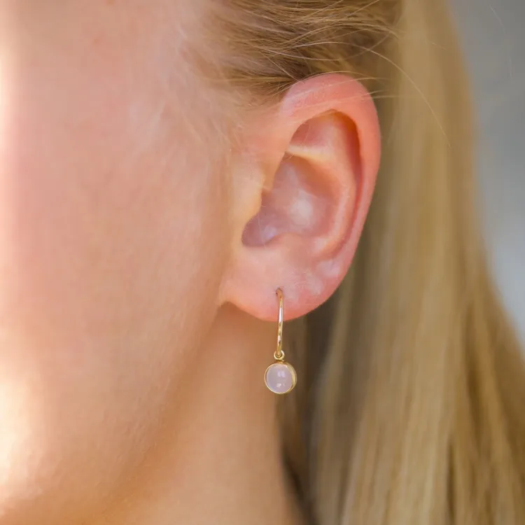 12,5 mm creol i 9 karat guld med syntetisk kvarts - Gold Collection