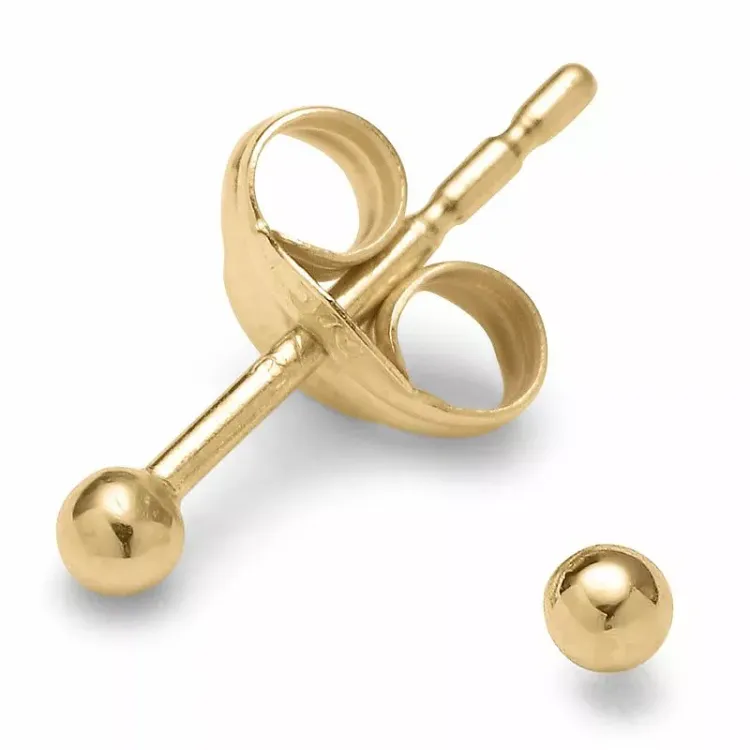 2 mm kula örhängestift i 9 karat guld - Gold Collection