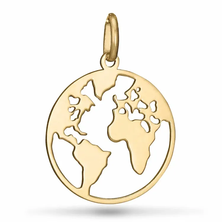 world hängen i 9 karat guld