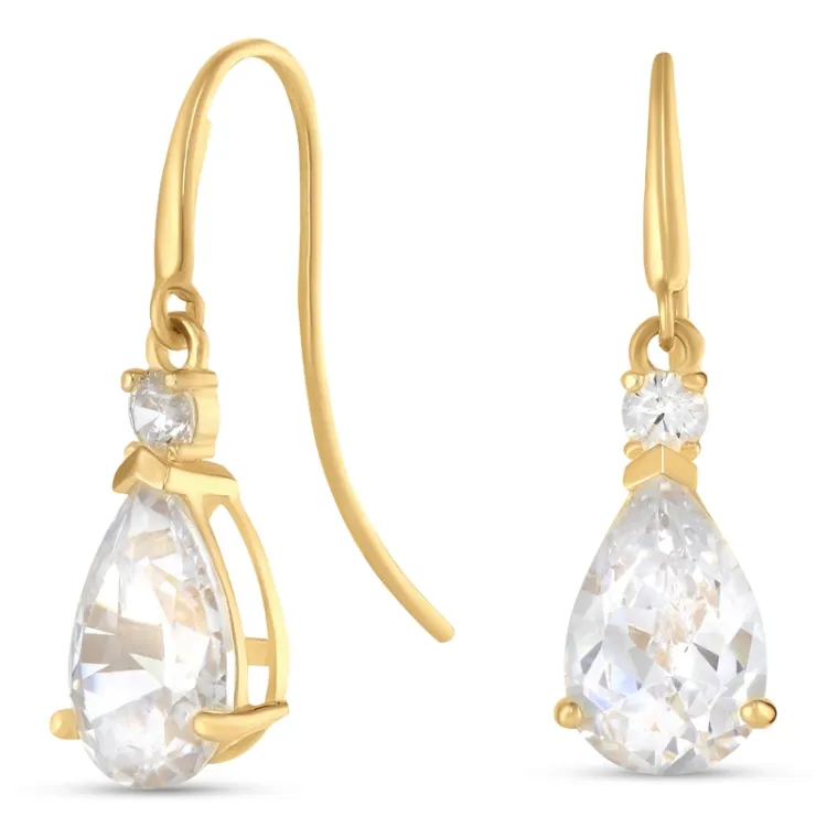 droppe örhängen i 9 karat guld med zirkon och zirkon - Gold Collection