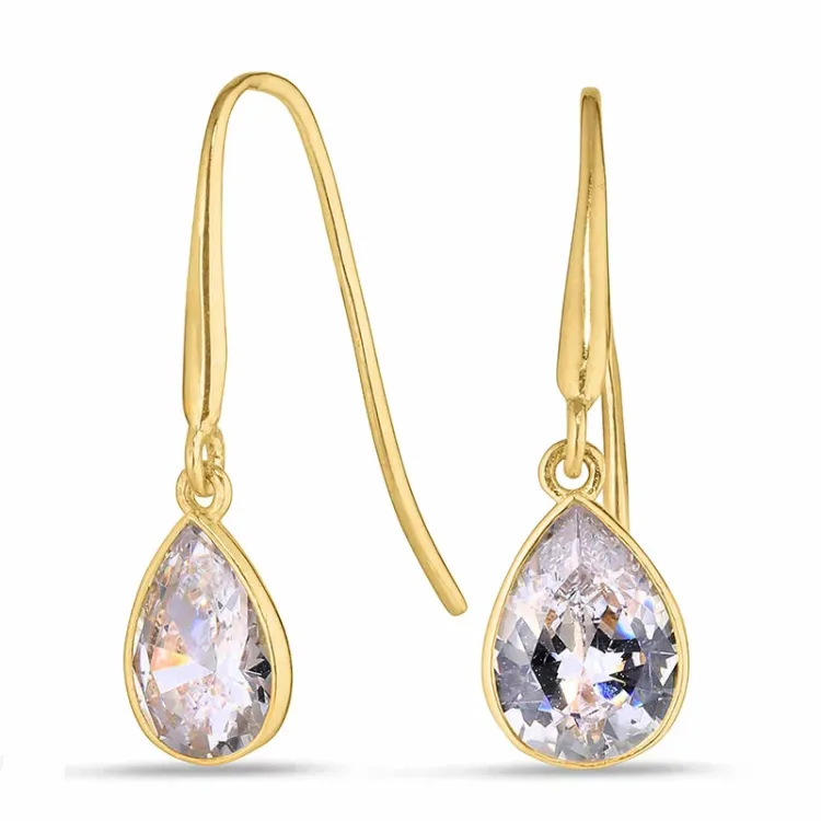 droppe örhängen i 9 karat guld med zirkon - Gold Collection