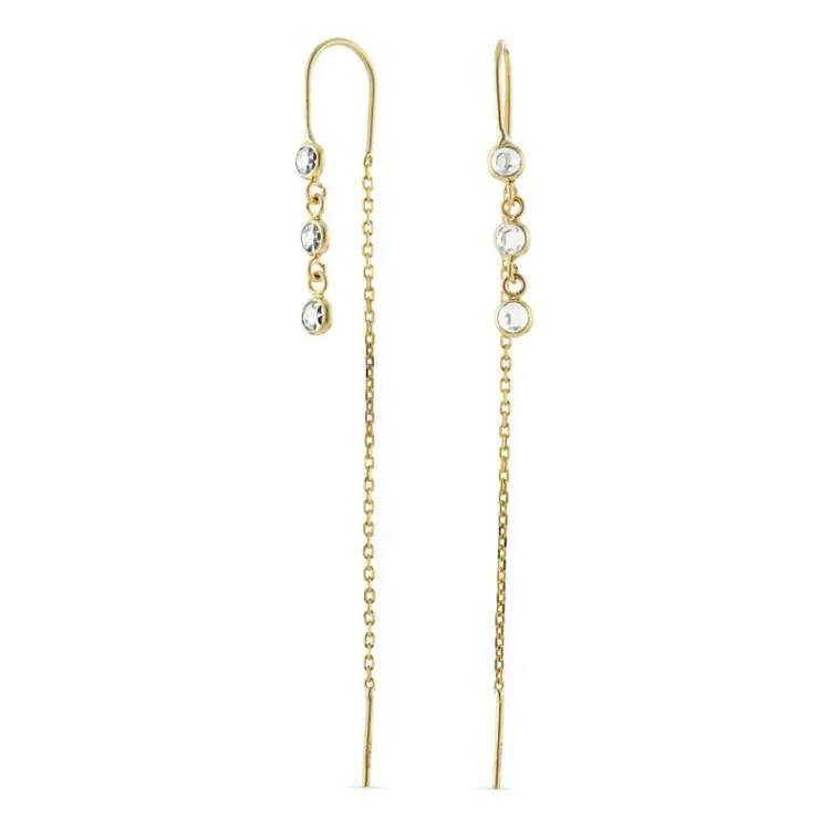 kedja örhängen i 9 karat guld med zirkon - Gold Collection