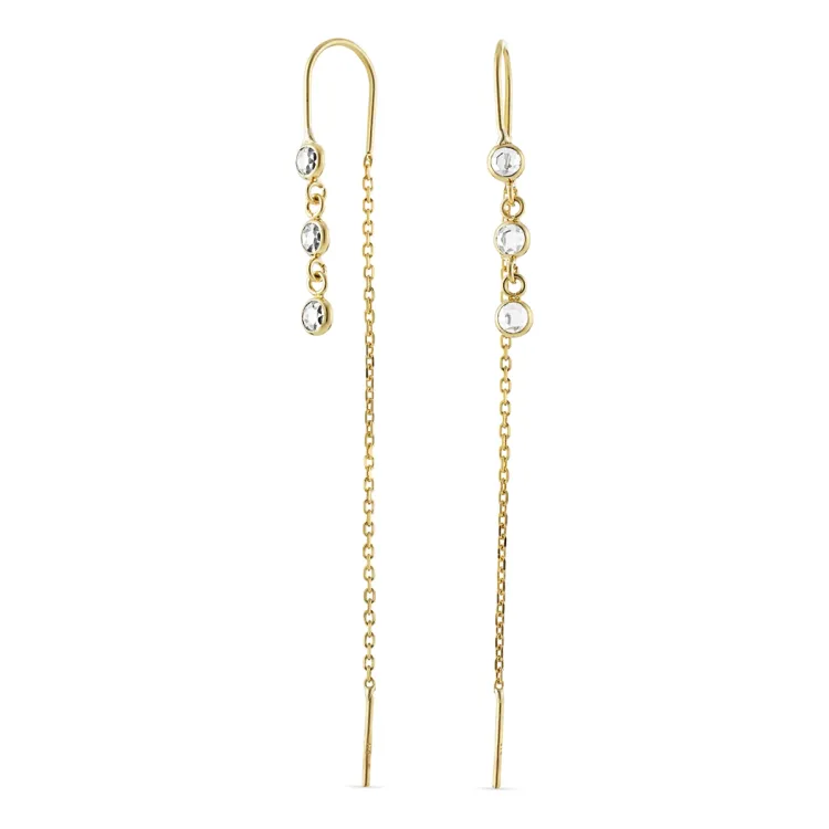 kedja örhängen i 9 karat guld med zirkon - Gold Collection