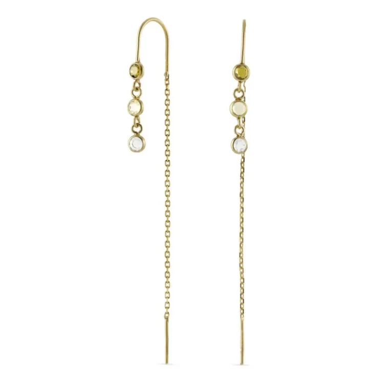 kedja örhängen i 9 karat guld med zirkon - Gold Collection