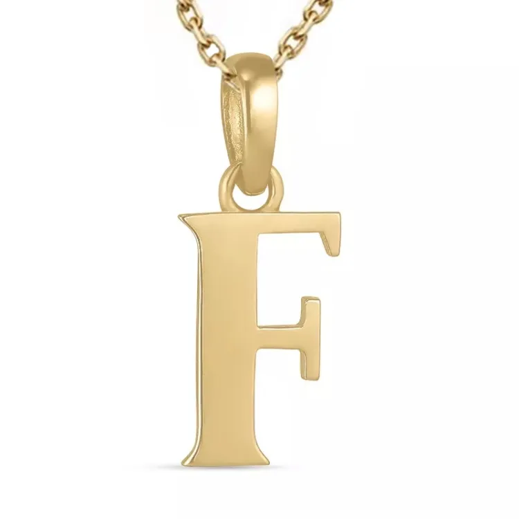 bokstav f halsband i förgyllt silver med hängen i 9 karat guld - My Letter