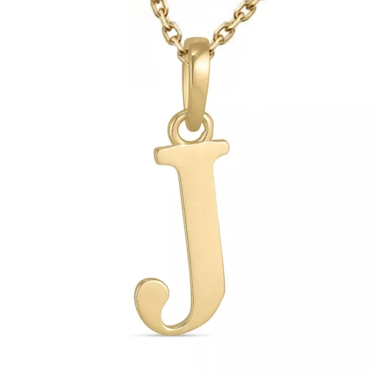 bokstav j halsband i förgyllt silver med hängen i 9 karat guld - My Letter