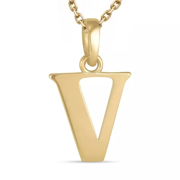 bokstav v halsband i förgyllt silver med hängen i 9 karat guld - My Letter