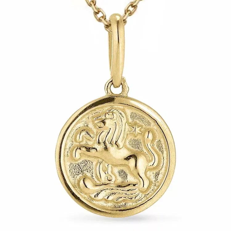 stjärnteck lejonet halsband i förgyllt silver med hängen i 9 karat guld - Gold Collection