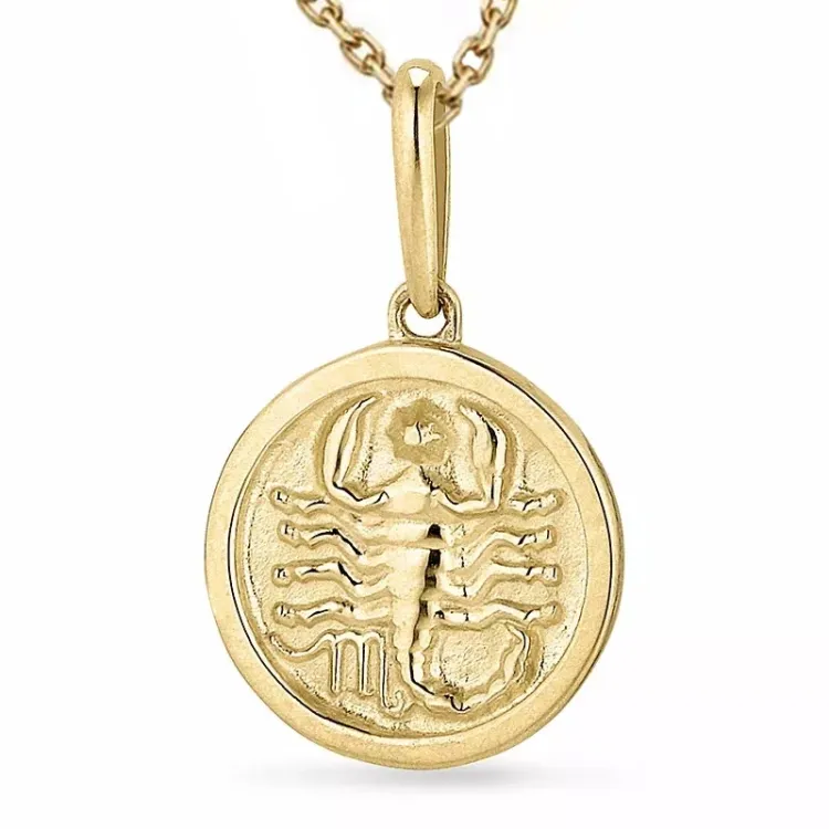 stjärnteck skorpionen halsband i förgyllt silver med hängen i 9 karat guld - Gold Collection