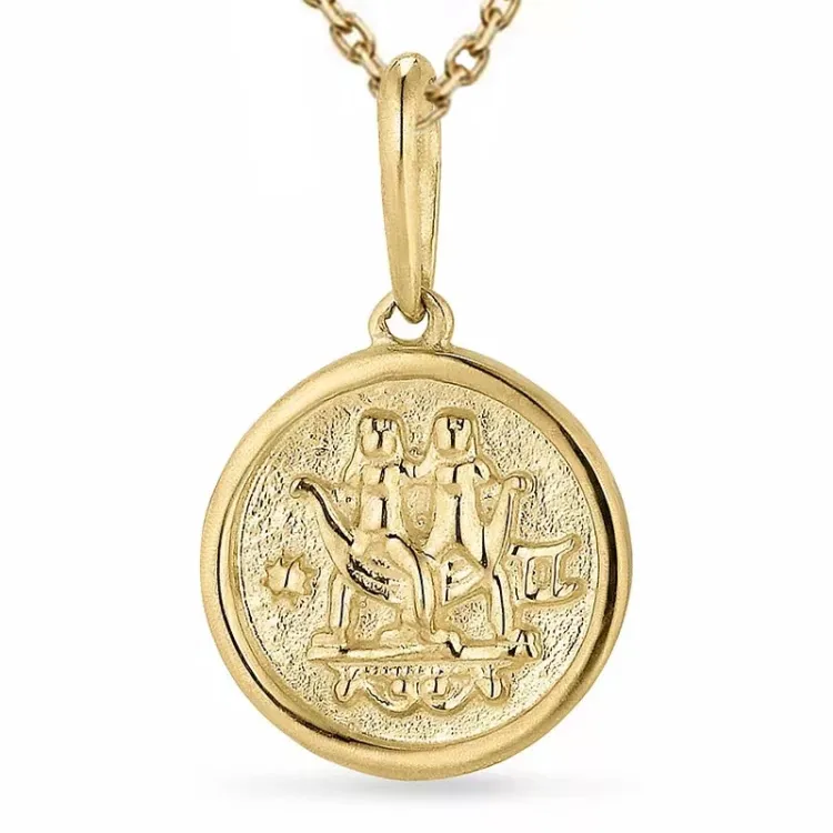 stjärnteck tvillingarna halsband i förgyllt silver med hängen i 9 karat guld - Gold Collection