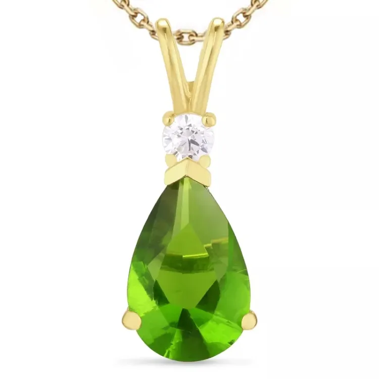 droppe grön zirkon halsband i förgyllt silver med hängen i 9 karat guld - Gold Collection