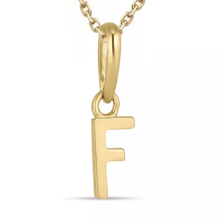 bokstav f halsband i förgyllt silver med hängen i 9 karat guld - My Letter
