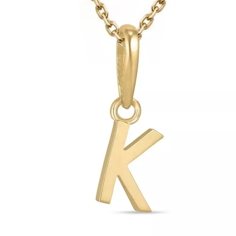 bokstav k halsband i förgyllt silver med hängen i 9 karat guld - My Letter