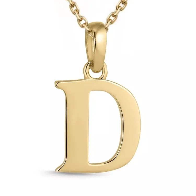 bokstav d halsband i förgyllt silver med hängen i 9 karat guld - My Letter