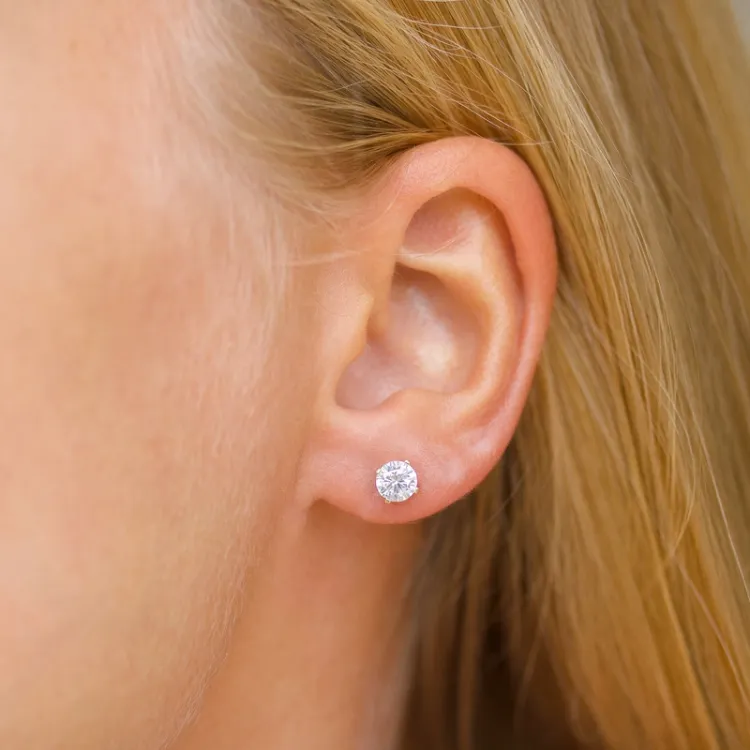 5 mm runda örhängen i 14 karat guld med zirkon - Gold Collection