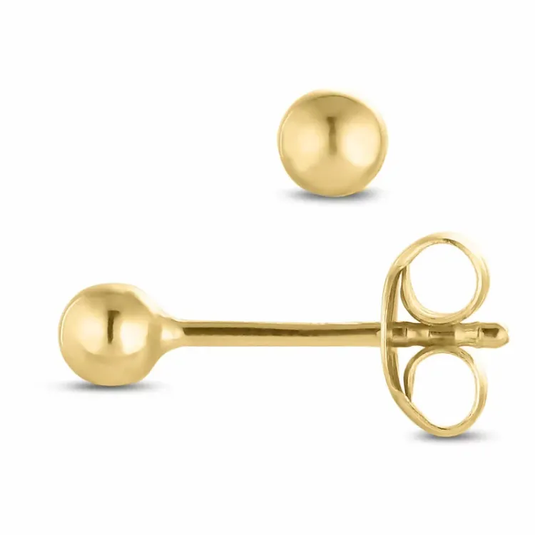 3 mm kula örhängen i 14 karat guld - Gold Collection