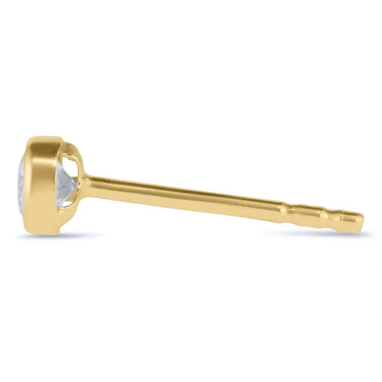 1/2 par 3 mm örhängen i 14 karat guld med zirkon - Gold Collection