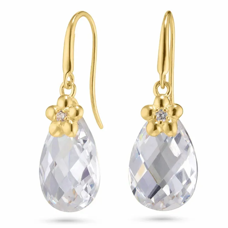 blommor örhängen i 14 karat guld med zirkon - Gold Collection