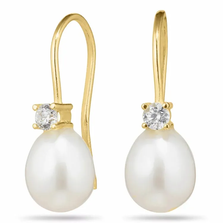 droppe örhängen i 14 karat guld med zirkon - Gold Collection