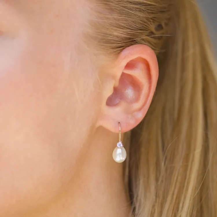 droppe örhängen i 14 karat guld med zirkon - Gold Collection