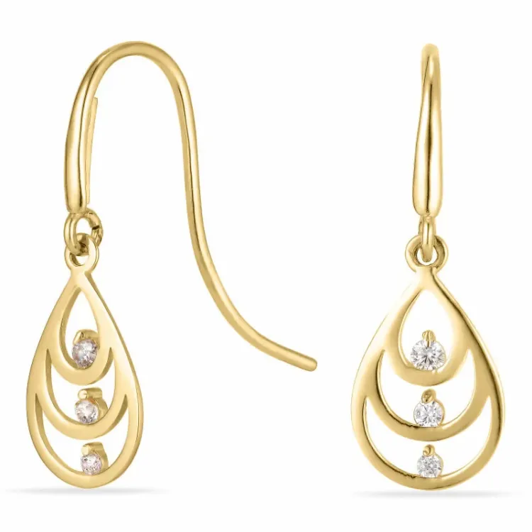 droppe guldörhängen i 14 karat guld med zirkon - Gold Collection