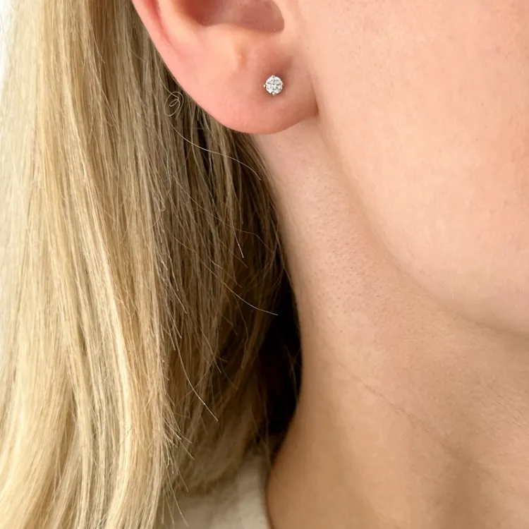 1/2 par 3 mm örhängen i 14 karat guld med zirkon - Gold Collection