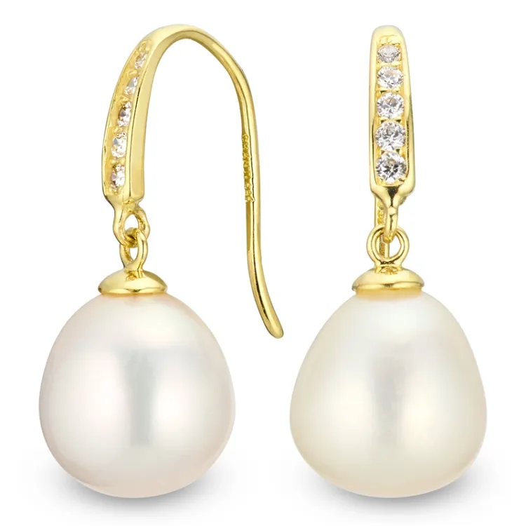 pärla örhängen i 14 karat guld med zirkon - Gold Collection