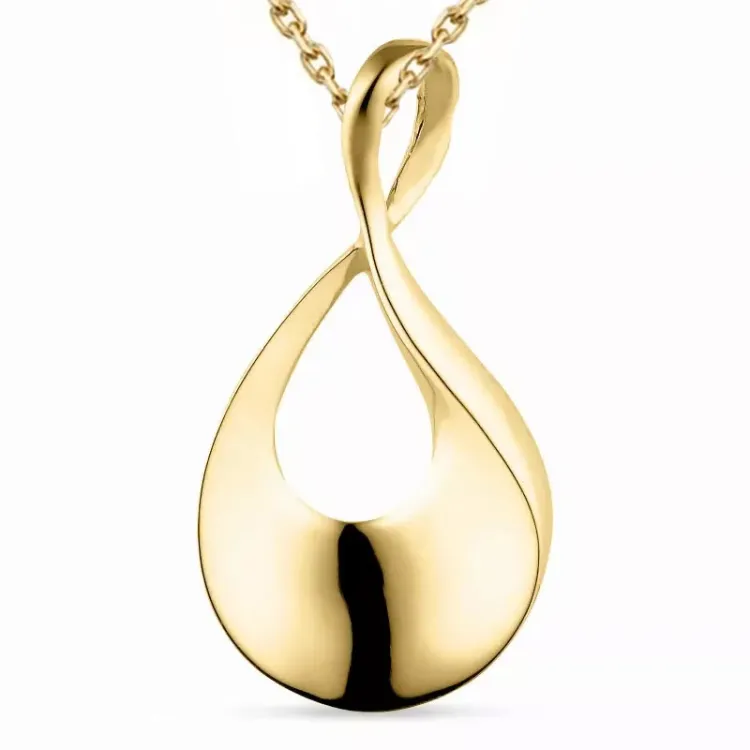 droppe halsband i förgyllt silver med hängen i 14 karat guld - Gold Collection