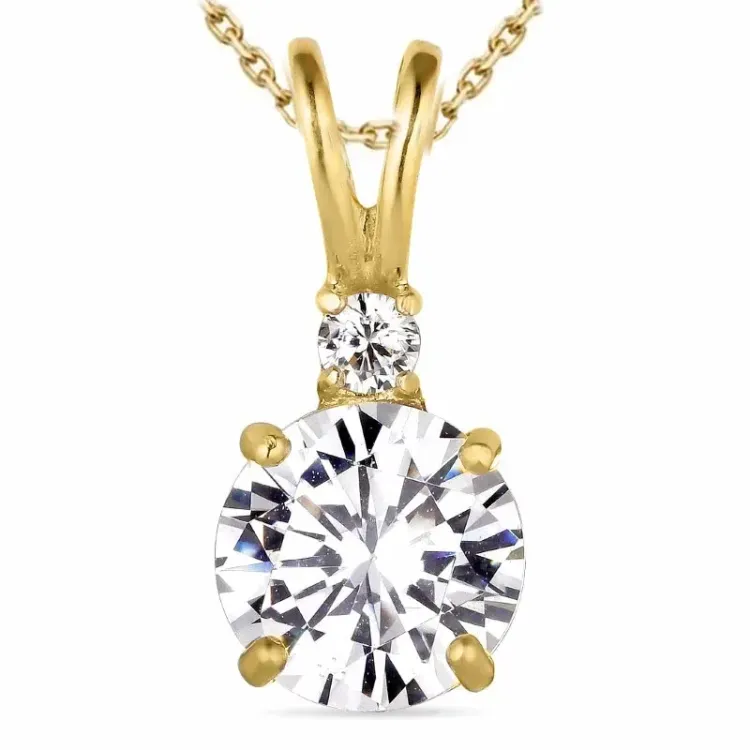 zirkon halsband i förgyllt silver med hängen i 14 karat guld - Gold Collection
