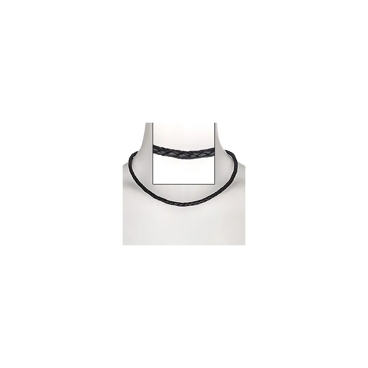Herrsmycken: halsband i läder med stål lås  x 5,2 mm