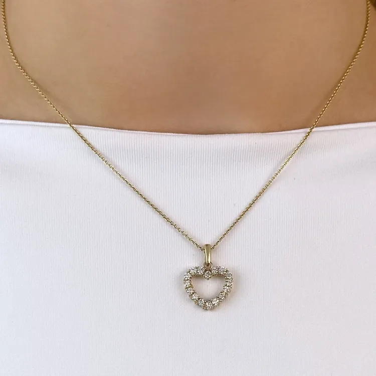 hjärta diamant hängen i 14 carat guld 0,516 ct