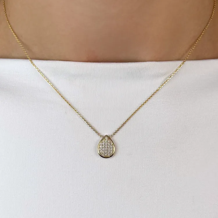 45 cm halsband med hängen i 14 karat guld 0,21 ct