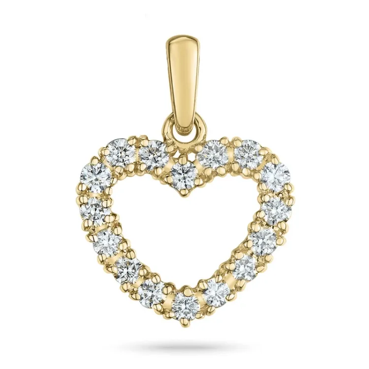 hjärta diamant hängen i 14 carat guld 0,516 ct
