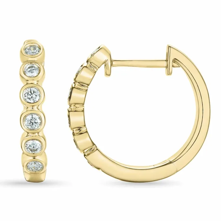 16 mm briljant creol i 14 karat guld med diamant