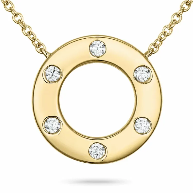 45 cm halsband med hängen i 14 karat guld 0,114 ct