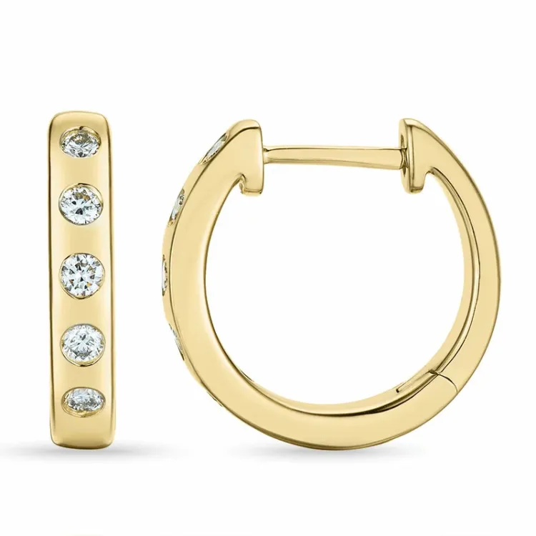15 mm diamant creol i 14 karat guld med diamant