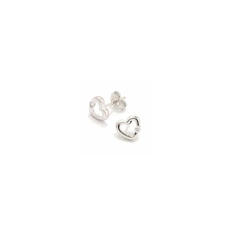 Hjärta örhängestift i 14 karat vitguld med diamanter