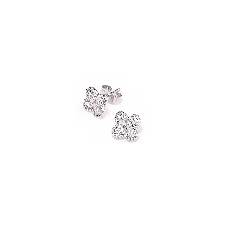 blommor diamant örhängestift i 14 karat guld med diamant 
