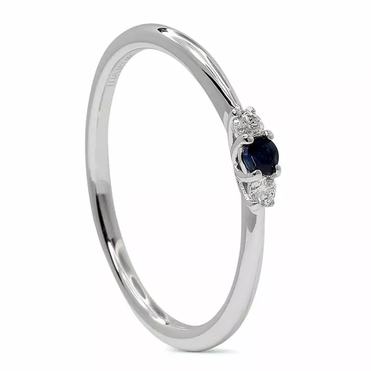 safir diamantring i 14 karat vitguld 0,05 ct