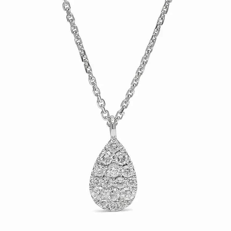 Droppformad hängen med halskedja i 14 carat vitguld 0,13 ct