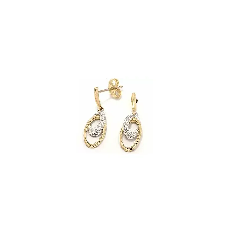ovala diamant örhängen i 14 karat guld och vitguld med diamant