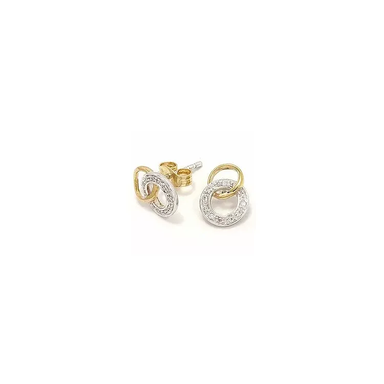 runda diamantörhängen i 14 karat guld och vitguld med diamant 