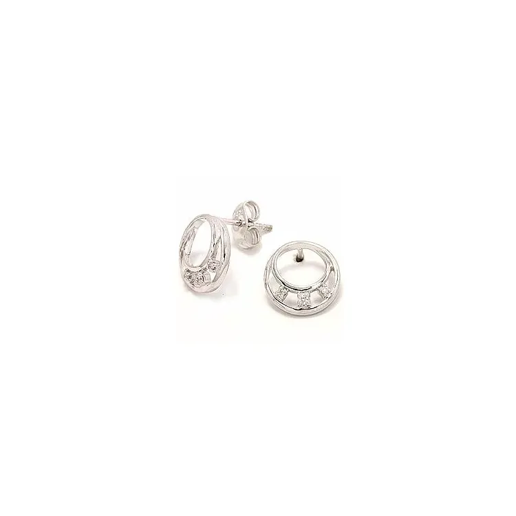 runda diamant briljiantöronringar i 14 karat vitguld med diamant