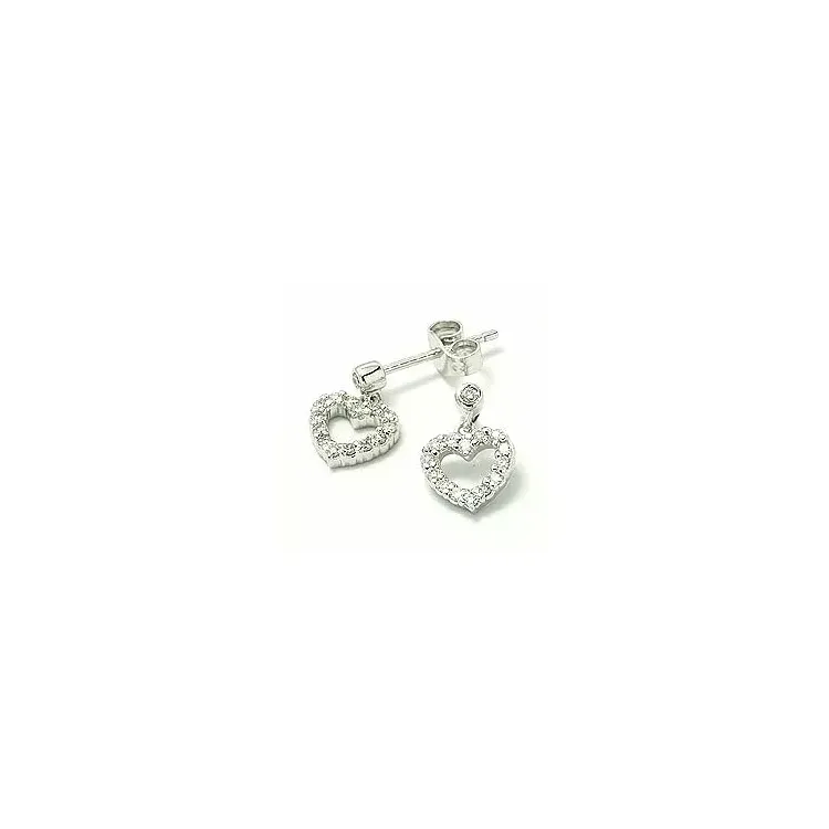Hjärta diamant örhängen i 14 karat vitguld med diamanter 