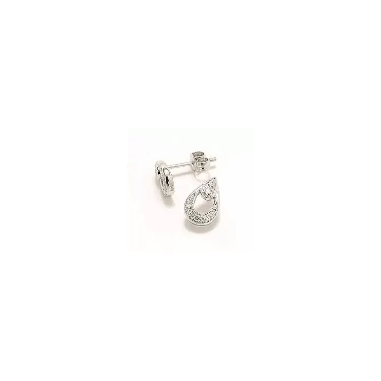Droppe diamant örhängestift i 14 karat vitguld med diamanter