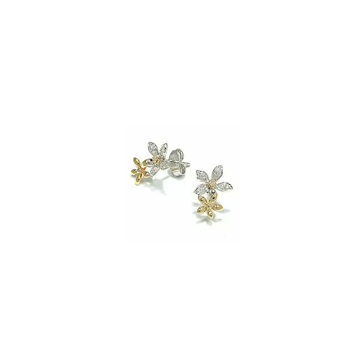 Blommor diamantörhängen i 14 karat guld och vitguld med diamanter