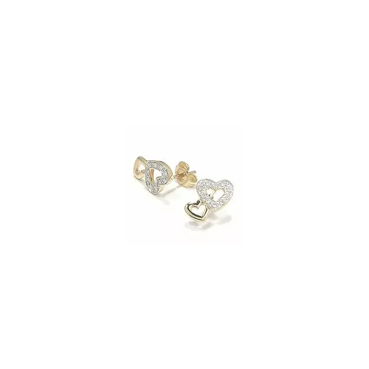 Hjärta diamantörhängen i 14 karat guld med rhodium med diamanter