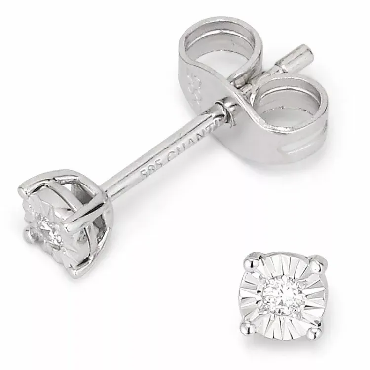 Diamant solitäreörhängestift i 14 karat vitguld med diamanter